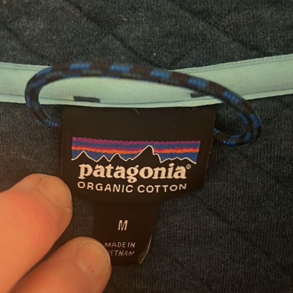 Patagonia Organic Cotton Snap T Quilted Pullover Teal Blue Size M - Picture 6 of 7